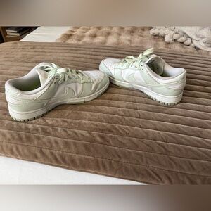 Nike White and Mint Green Dunk Sneakers. 8.5